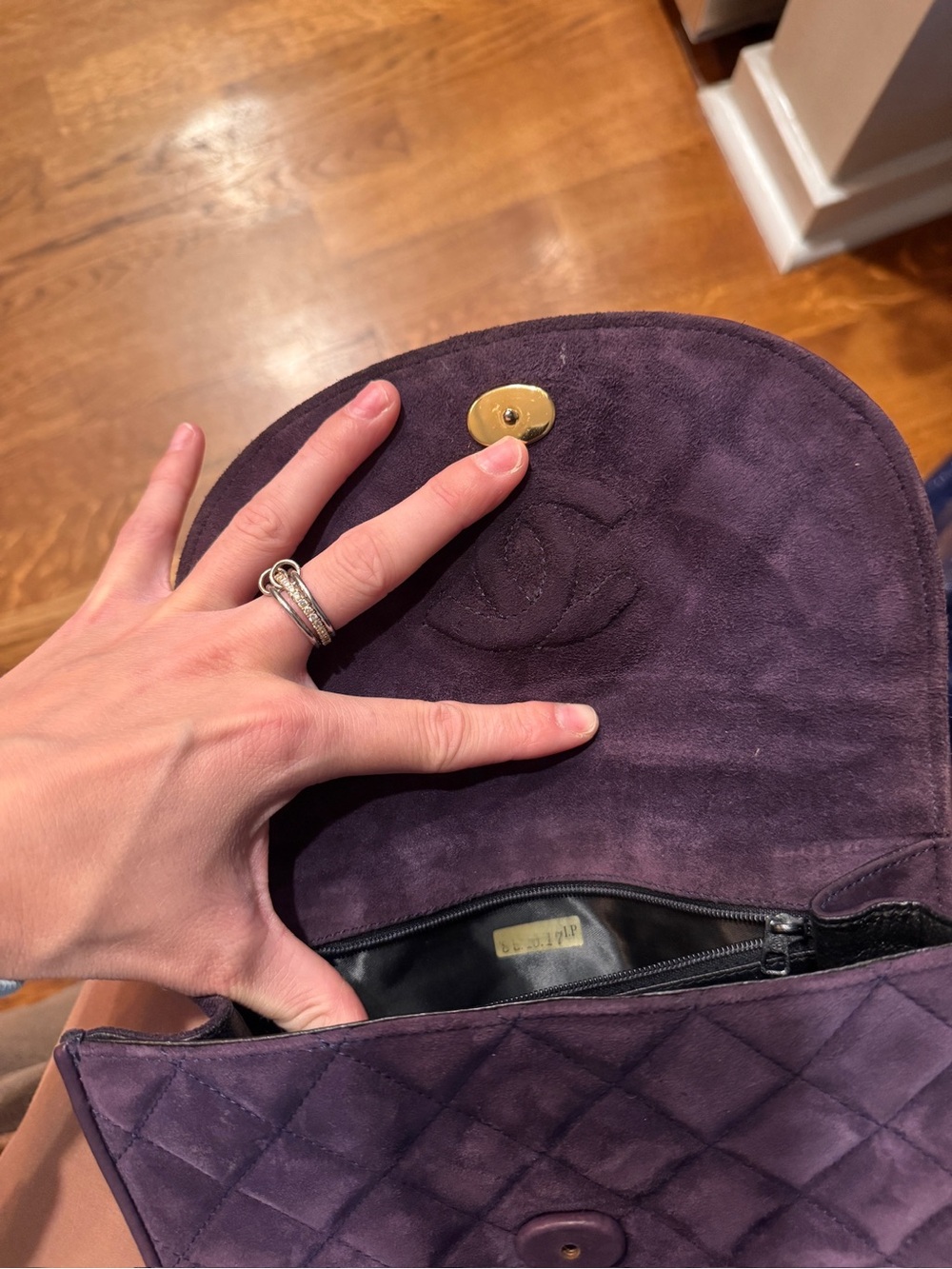 Chanel Quilted Suede Tassel Vanity Bag Purple - Picture 6 of 8